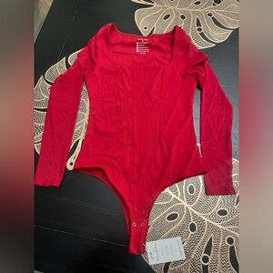 PINKMSTYLE Womens Square Neck Mesh Long Sleeve Bodysuit Shapewear Corset Top